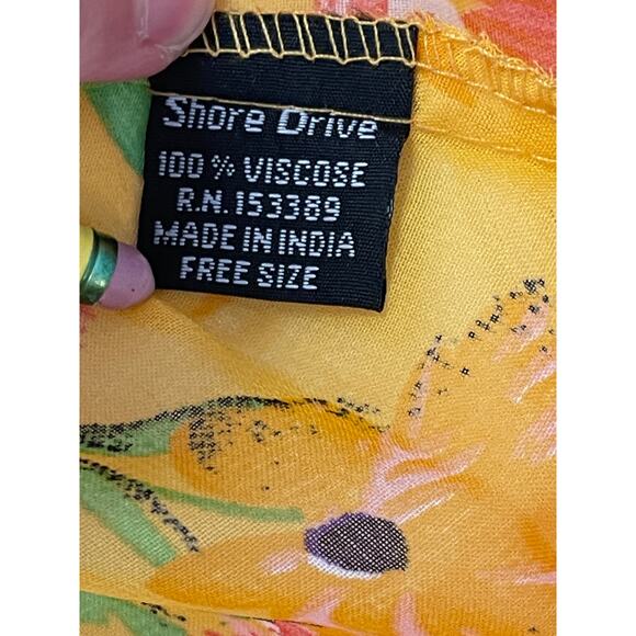 NWT Shore Drive Yellow Floral Boho Kimono Swim Beach Pool Cover Up Robe OSFM - Picture 6 of 7